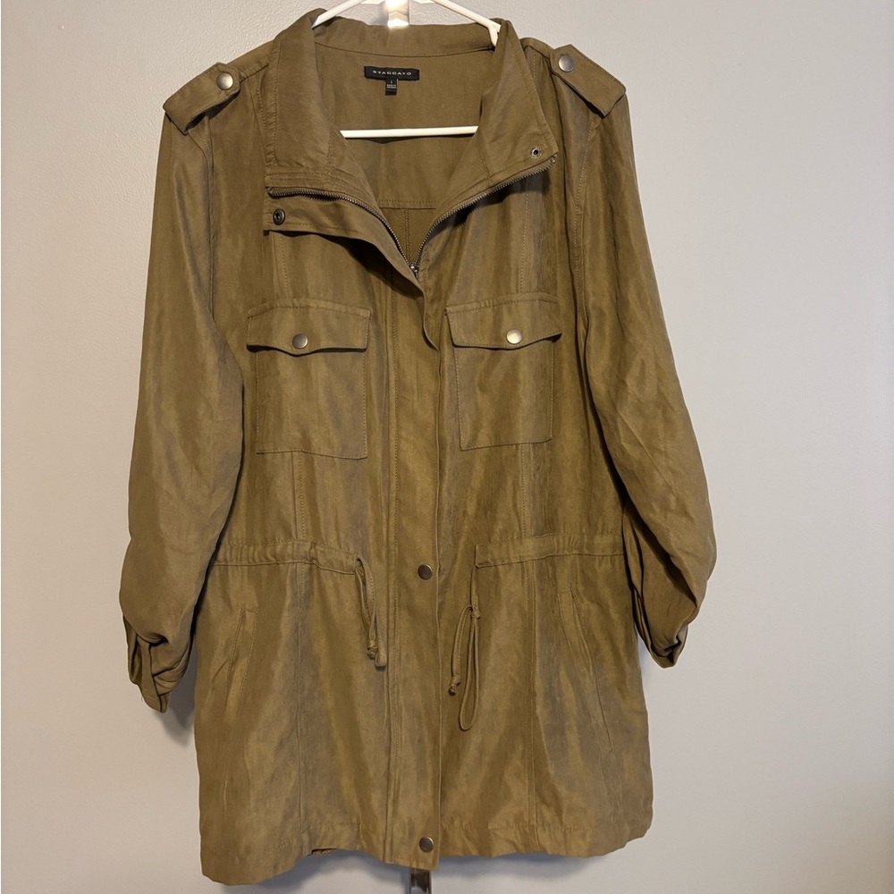 Staccato Womens Sage Green Drawstring Waist‎ Full Zip Casual Jacket L
